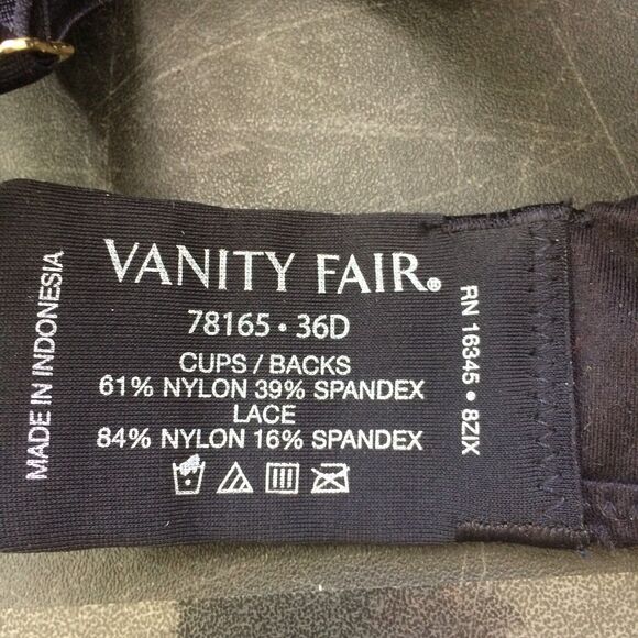 NEW Vanity Fair Bra Underwire Convertible Straps Padded Black Style 78165 36D - Picture 6 of 6